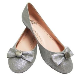 com Hello Kitty Silver Glitter Halle Flats (8, Silver Glitter) Shoes