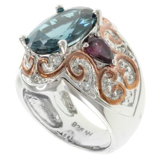 Michael Valitutti Two tone London Blue Topaz and Rhodolite Ring