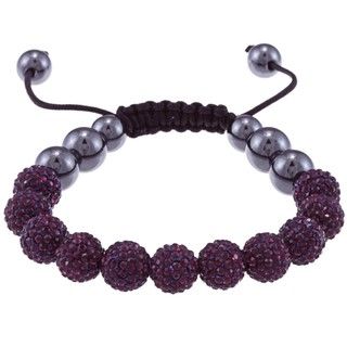 La Preciosa Dark Purple Crystal and Hematite Bead Macrame Bracelet