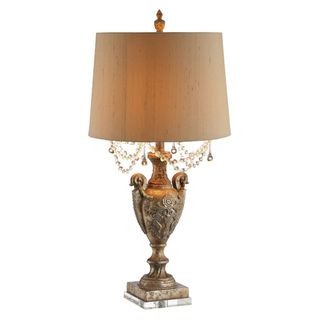 Trophy Lamp with Crystal Beaded Round Shade