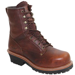 AdTec Mens 9 inch Brown Steel toe Logger Boots