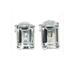 Malaika Sterling Silver Octagon cut Aquamarine Stud Earrings MSRP $69