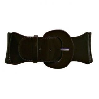 Round Brown Patent Leather Elastic Cinch Belt Clothing