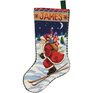 Skiing Santa 18 inch Neddlepoint Stocking Kit