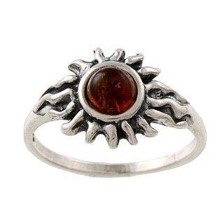 Silvermoon Sterling Silver Amber Sun Ring