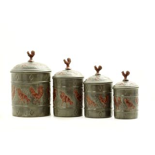 Old Dutch 4 Piece Fresh Seal Covers Rooster Canister Set