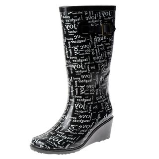Henry Ferrera Womens Rubber Love Wedge heel Rain Boots