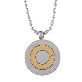 Stainless Steel Two Tone Roman Numeral Crystal Necklace