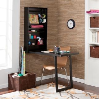 Murphy Black Wall mount Fold out Craft Desk with Shelves and Racks