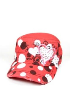 Ladies KB Ethos Red Poka Dots & Hearts Bling Hat Clothing