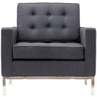 Florence Style Armchair in Light Gray Wool
