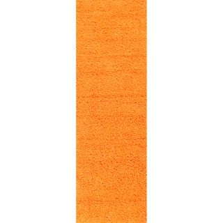 Shag Solid Orange Runner Rug (18 x 411)