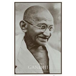 Affiche noir et blanc Mahatma Gandhi (61 x 91.5cm)   Achat / Vente