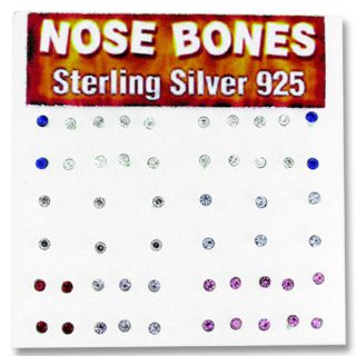 Silver Multicolor Crystal Nose Bone (Set of 52)