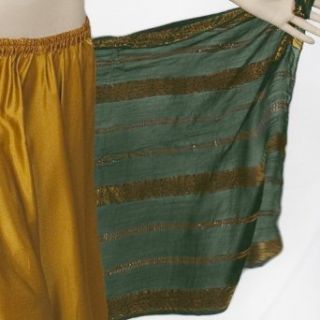 Veil/Shawl Striped with Glimmery Gold Thread (Dark Green