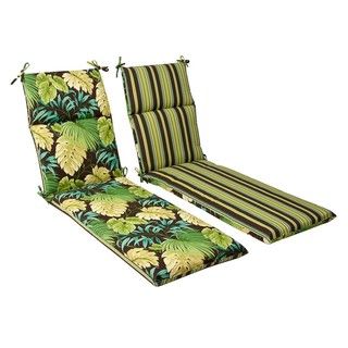 Pillow Perfect Outdoor Green/ Brown Tropical/ Striped Reversible