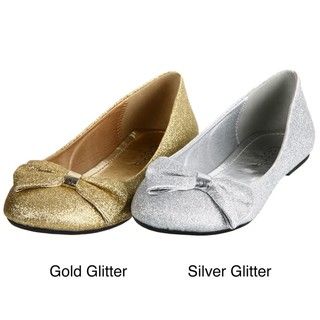 Lasonia Womens Gold Glitter Round toe Flats
