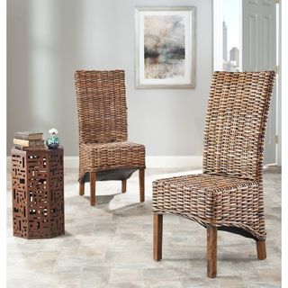 St Thomas Isla Indoor Wicker Brown High Back Side Chairs (Set of 2