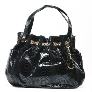 MICHAEL Michael Kors Womens Black Leather Chain Ring Tote Bag