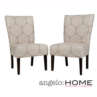 angeloHOME Bradford Filigree Cream Tan Armless Chair Set (Set of 2