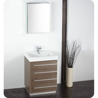 Fresca Livello 24 inch Grey Oak Bathroom Vanity with Medicine Cabinet