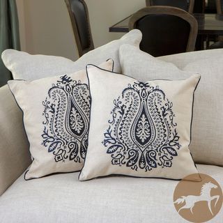 Christopher Knight Home Blue Embroidered Pillows (Set of 2