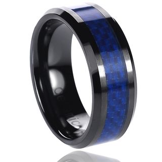Daxx Ceramic Blue Carbon Inlay Band (8 mm)