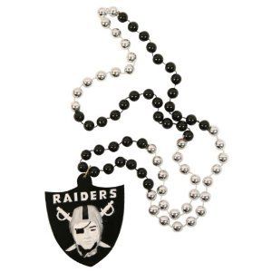 Oakland Raiders NFL Bead Necklace with Team Medallion