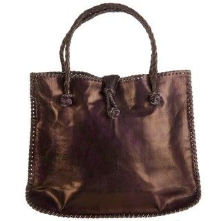 Sofie Purple Leather Braid Detail Handbag (Senegal)