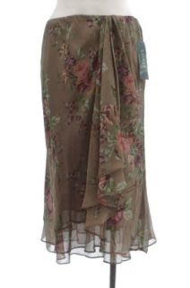 Lauren Ralph Lauren Taupe Jem Chiffon Floral Print Skirt