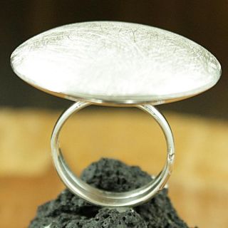 Brushed Sterling Silver Round Disc Ring (Mexico)