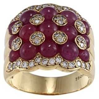 18k Yellow Gold Ruby and 1/2ct TDW Diamond Estate Ring (I J, SI1 SI2