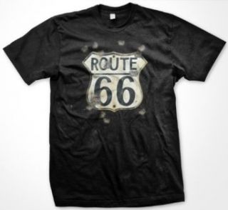 Route 66 Sign With Bullet Holes Mens T shirt, Americas