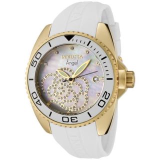 Invicta Womens Angel White Rubber Strap Crystal Watch