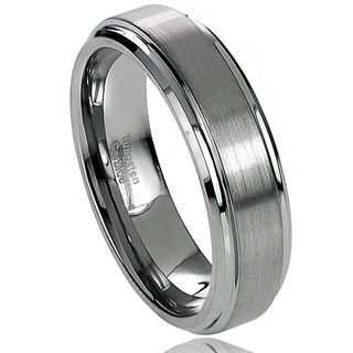 Daxx Mens Tungsten Carbide Brushed Center Stepped Edge Band (6 mm