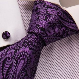 Purple Paisley Necktie, Cufflinks Present Box Set Xmas