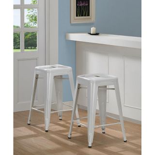 Tabouret 24 inch White Metal Counter Stools (Set of 2)