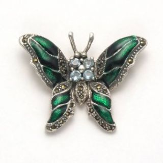 Marcasite with Blue Topaz Butterfly Pin Clothing