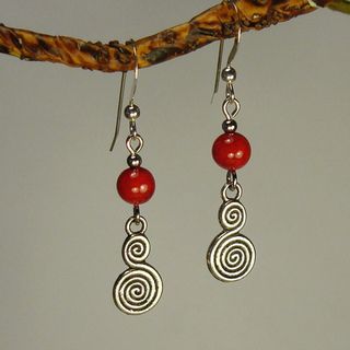 Jewelry by Dawn Red Riverstone With Double Swirl Drop Earrings