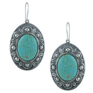 Southwest Moon Sterling Silver Gleeson Turquoise Oval Earrings