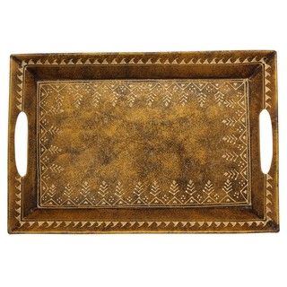 Wrought Iron Hand painted and Embossed Decorative Tray (India