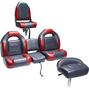 DeckMate Bass Boat Seat Package (2)   Charcoal Gray & Red