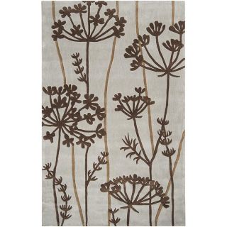 Hand tufted Retro Chic Grey Floral Rug (36 x 56)