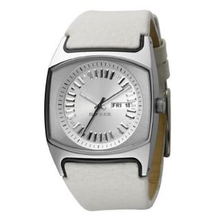 Diesel Womens White White Leather Strap Watch