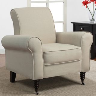 Rolled Accent Natural Linen Arm Chair