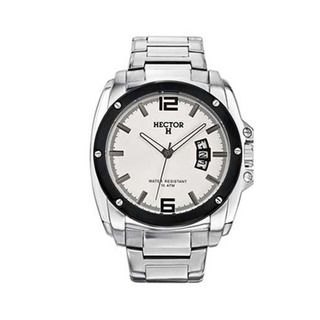 Hector H France Mens Classic White Dial Stainless Steel Strap Date