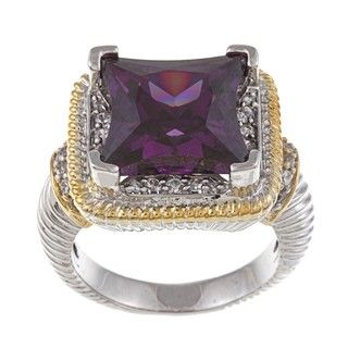 La Preciosa Two tone Purple and White Cubic Zirconia Ring