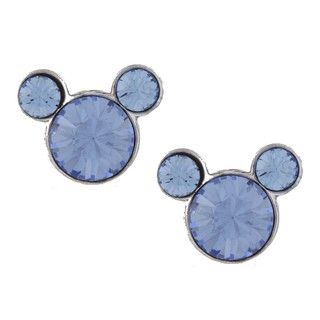 Disneys Mickey Mouse Sterling Silver Light Blue Crystal Earrings