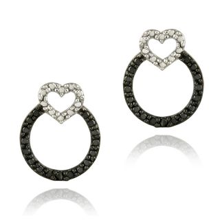 DB Designs Sterling Silver Black Diamond Accent Heart on Circle