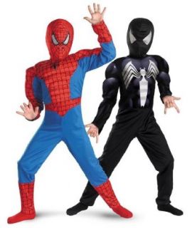 Reversible Spider Man Red to Black Muscle Kids Costume